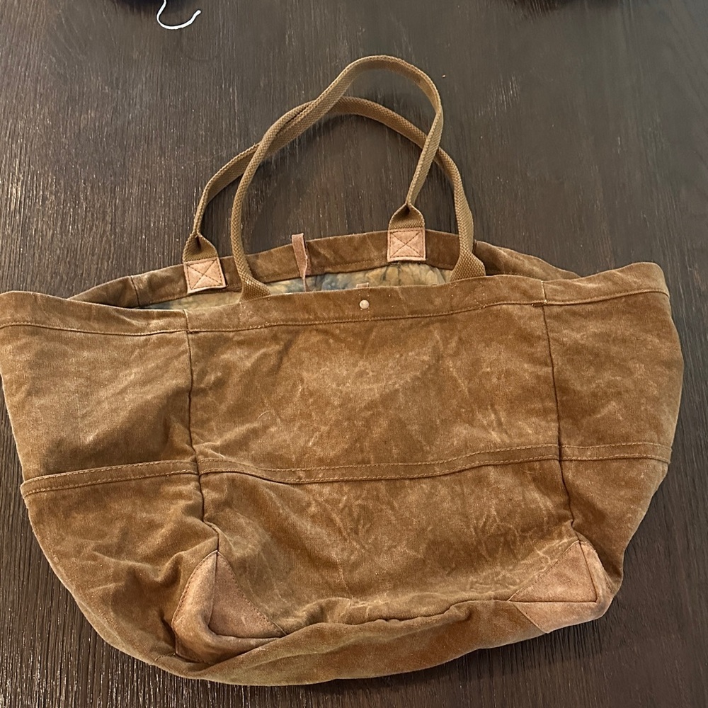 Freepeople Fremont Reversible Distressed Brown Tote Bag (tie dye inside)